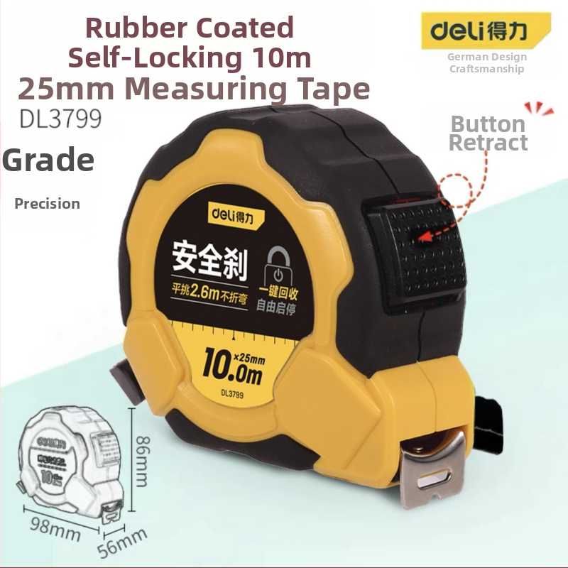 Pásová meracia pravítka DL9003 od Deli — ABS telo, vysoká presnosť, všeobecné použitie, merací rozsah 2 m