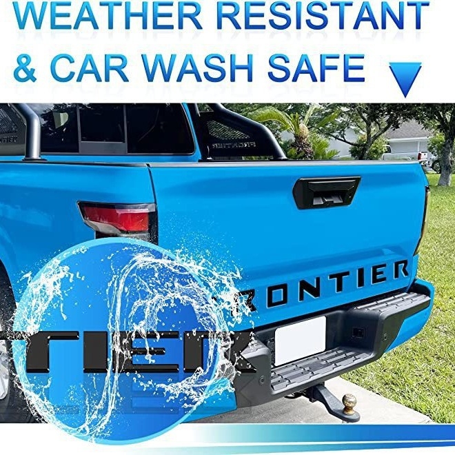 ABS műanyag embléma a Nissan Frontier hátsó csomagtartójához — öntapadós matrica FRONTIER mintával