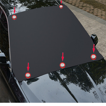 Magnetska zaštita prednjeg vjetrobranskog stakla automobila — snježna zaštita i antifriz, polukryt; Materijal: srebrno premazana tkanina; Težina: 0,2 kg; Pogodni modeli: General; Prilagodba: Da; Ispis logotipa: Da