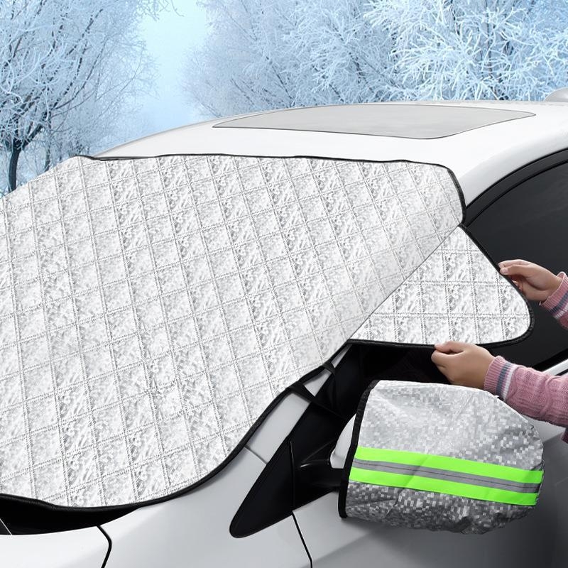 Pokrov prednjeg vjetrobranskog stakla automobila protiv snijega i smrzavanja — sve sezone, nordijski stil; materijali: aluminijski film + PP pamuk + netkani materijal; ugradnja: ljepilo tip; pogodno za prozore