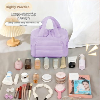 Dupla nyitású kozmetikai táska, nagy kapacitású, vászon anyag, cipzár