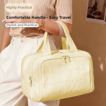 Dupla nyitású kozmetikai táska, nagy kapacitású, vászon anyag, cipzár