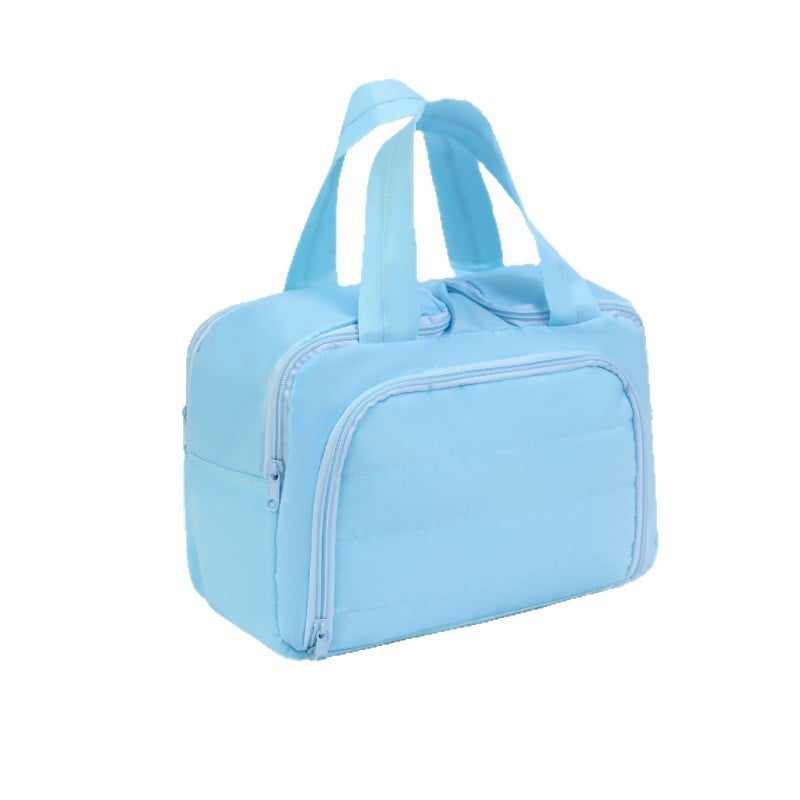 Dupla nyitású kozmetikai táska, nagy kapacitású, vászon anyag, cipzár