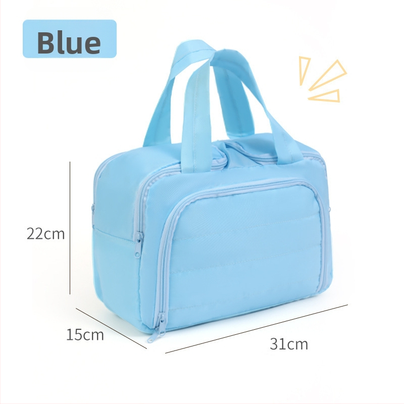 Dupla nyitású kozmetikai táska, nagy kapacitású, vászon anyag, cipzár