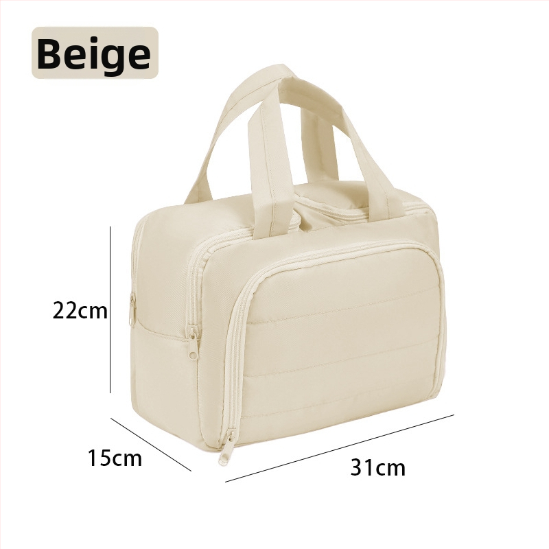 Dupla nyitású kozmetikai táska, nagy kapacitású, vászon anyag, cipzár