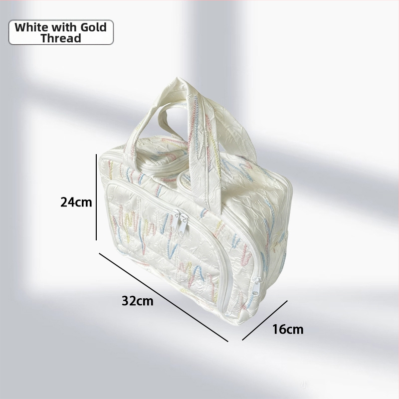 Dupla nyitású kozmetikai táska, nagy kapacitású, vászon anyag, cipzár