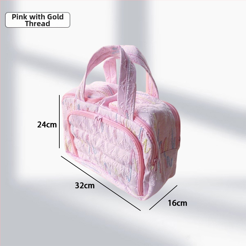 Dupla nyitású kozmetikai táska, nagy kapacitású, vászon anyag, cipzár