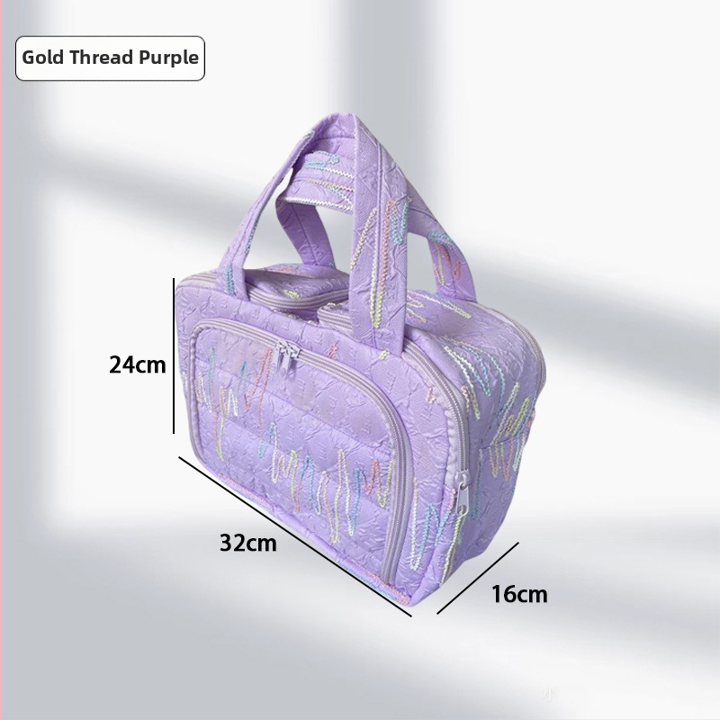 Dupla nyitású kozmetikai táska, nagy kapacitású, vászon anyag, cipzár