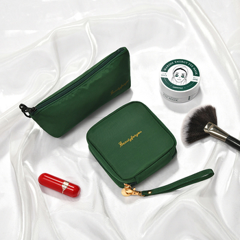 Φορητή τσάντα κραγιόν και καλλυντικών με φερμουάρ, πολυεστερικό υλικό, αδιάβροχη και ανθεκτική, επεκτάσιμη, με μεγάλη χωρητικότητα για μακιγιάρ