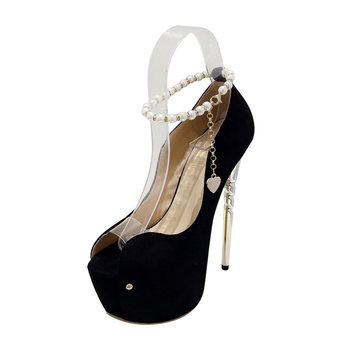 Sandale s otvorenim prstima, PU gornji dio, PU podstava, gumena potplata, kopča remena, iznimno visoki tanki štikli