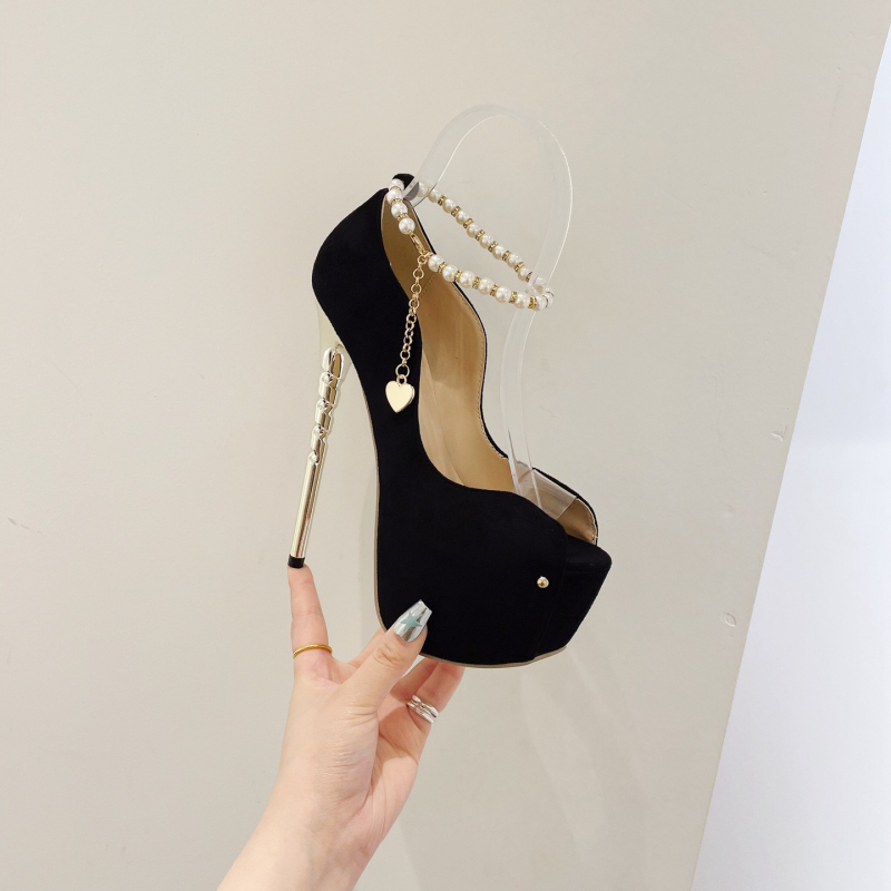 Sandale s otvorenim prstima, PU gornji dio, PU podstava, gumena potplata, kopča remena, iznimno visoki tanki štikli