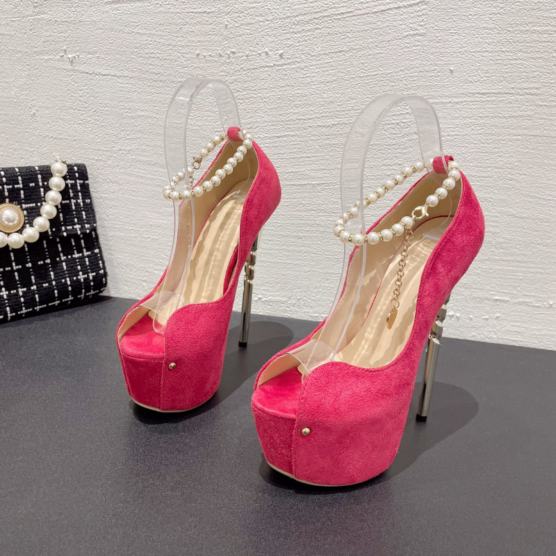 Sandale s otvorenim prstima, PU gornji dio, PU podstava, gumena potplata, kopča remena, iznimno visoki tanki štikli