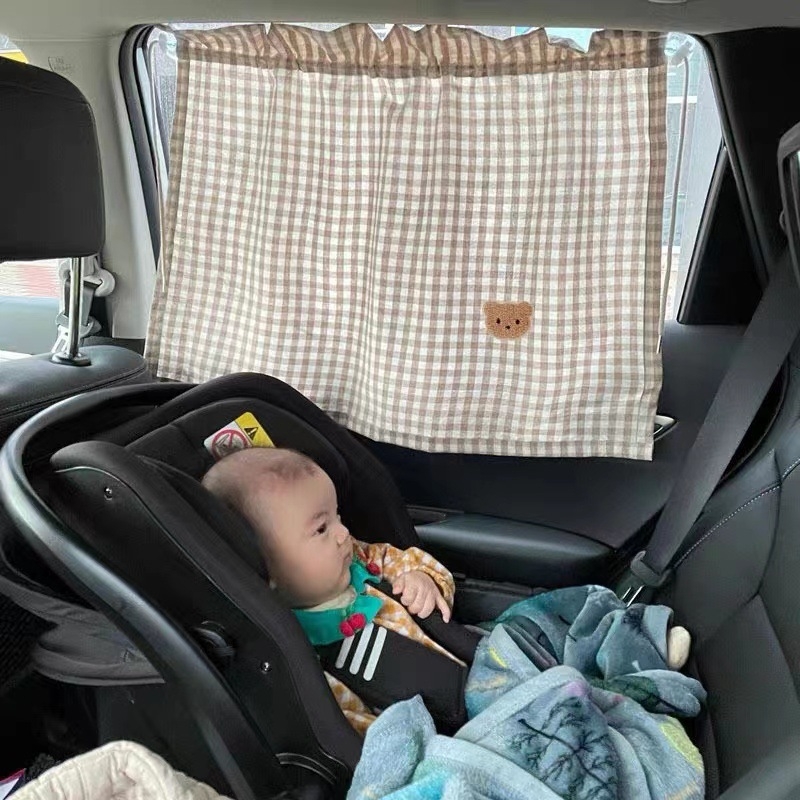 Ins stil karirani medvjedić sjenilo za prozor automobila za bebu, rekvizita za fotografiju