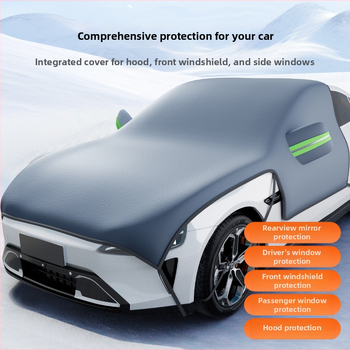 Univerzális téli autós hóvédő takaró: védi a szélvédőt, a motortetőt és a tükröket; puha Oxford anyag flockinggal; kampós rögzítéses telepítés; általános illeszkedés; minden évszakra