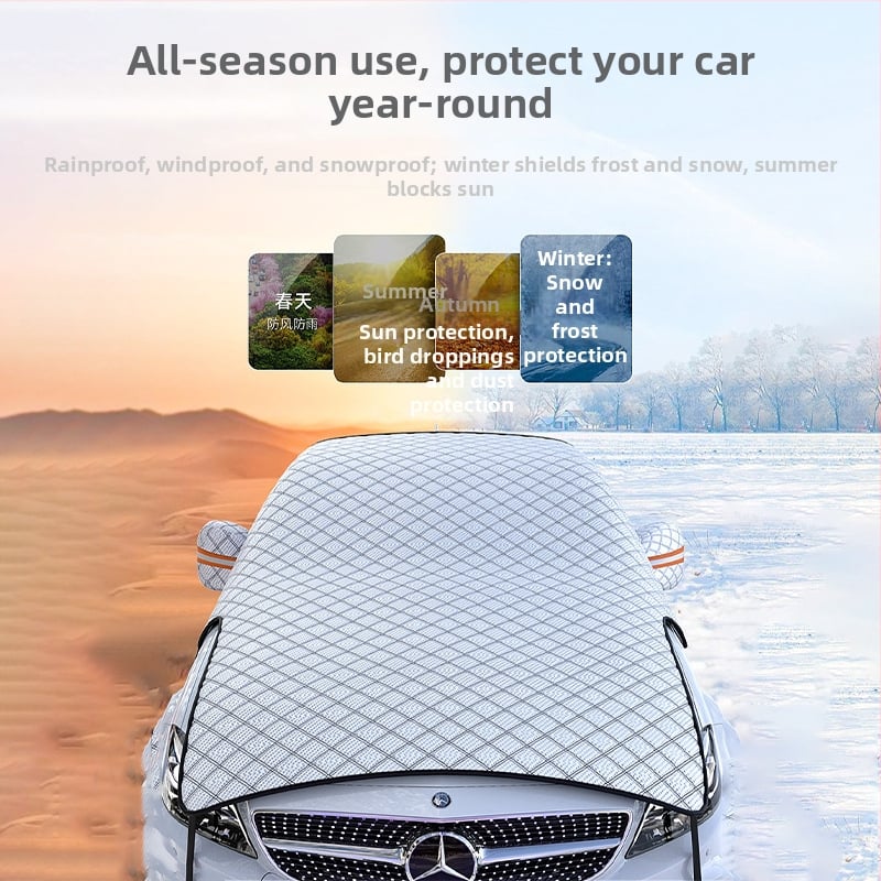 Pokrov za prednje staklo automobila s aluminijskom folijom, proširena verzija, pričvršćivanje remenom, univerzalna kompatibilnost