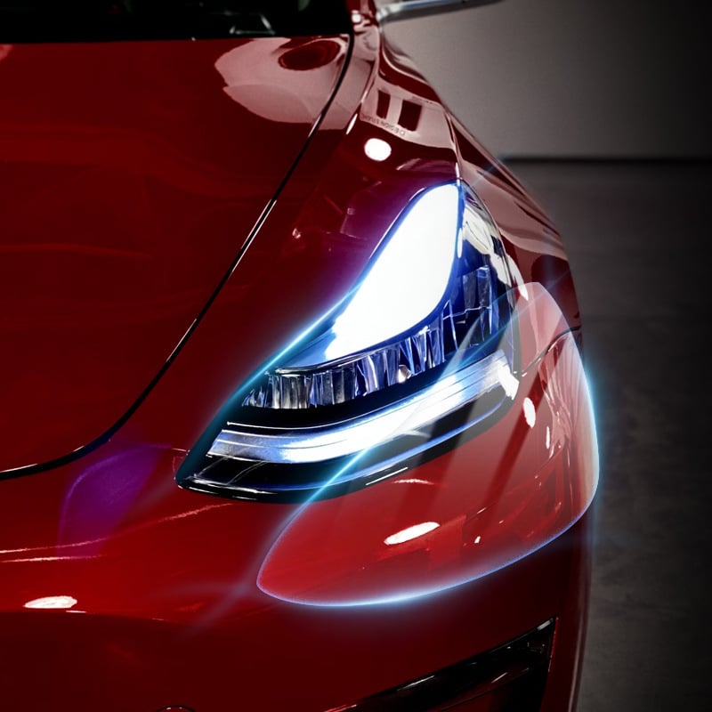 Folia za zaštitu prednjih svjetala Tesla Model Y — HD TPU, prozirna, zaštita svjetala