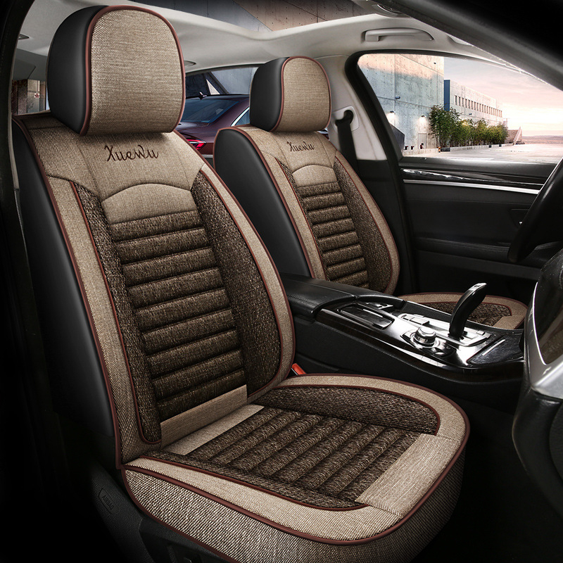 Oasis πενταθέσιο μαξιλάρι καθίσματος αυτοκινήτου με καθολικό κάλυμμα τεσσάρων εποχών, εξωτερικό από λινό, γέμισμα βαμβάκι