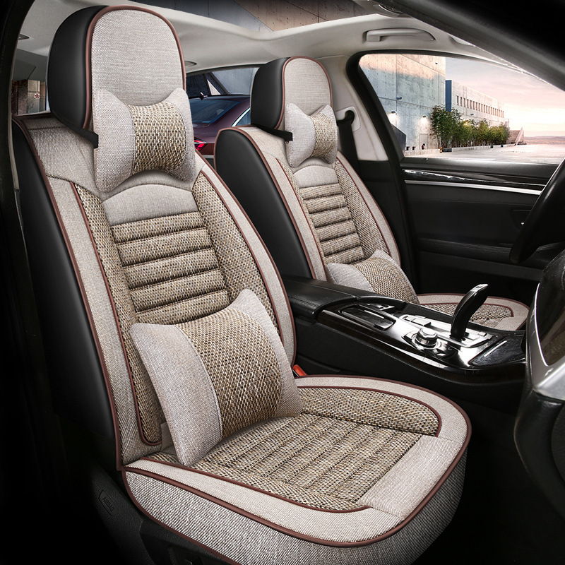 Oasis πενταθέσιο μαξιλάρι καθίσματος αυτοκινήτου με καθολικό κάλυμμα τεσσάρων εποχών, εξωτερικό από λινό, γέμισμα βαμβάκι