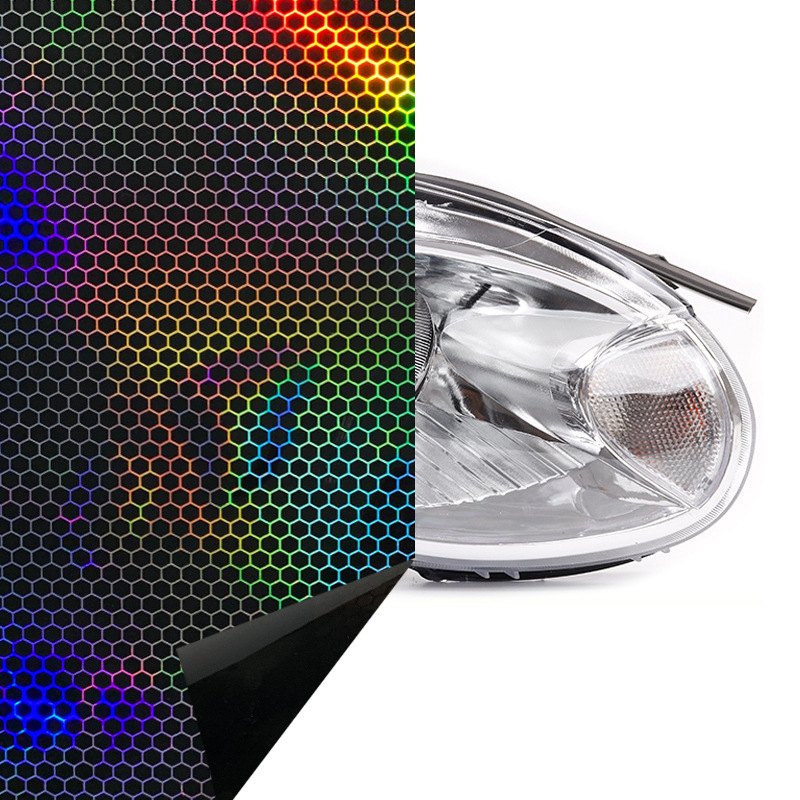 Стикер за фарове на автомобил с лазерен мрежест дизайн, декоративен филм за задните светлини и филм за промяна на цвета на фаровете за мъгла (Бранд: Cheshjong; Материал: PVC)