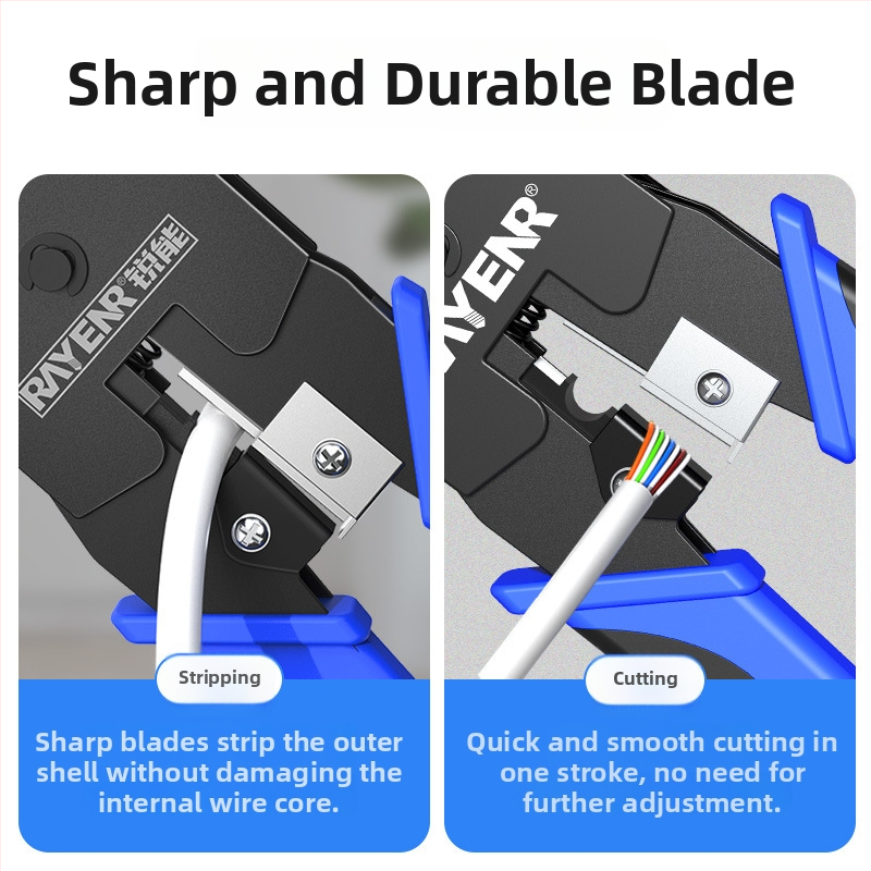 Krimpovacie kliešte na sieťové káble RJ45, Cat5–Cat8, profesionálnej úrovne, úsporný dizajn, materiál A3 oceľ, domáca testovacia súprava