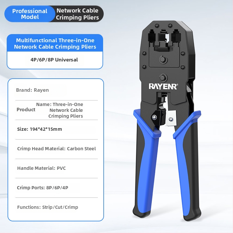 Krimpovacie kliešte na sieťové káble RJ45, Cat5–Cat8, profesionálnej úrovne, úsporný dizajn, materiál A3 oceľ, domáca testovacia súprava