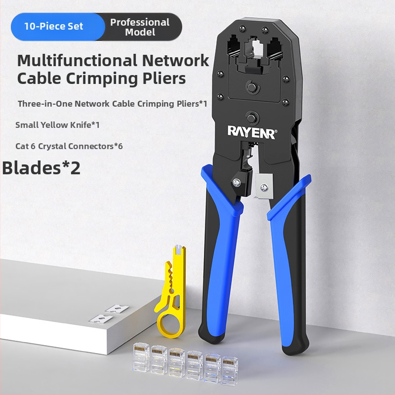 Krimpovacie kliešte na sieťové káble RJ45, Cat5–Cat8, profesionálnej úrovne, úsporný dizajn, materiál A3 oceľ, domáca testovacia súprava