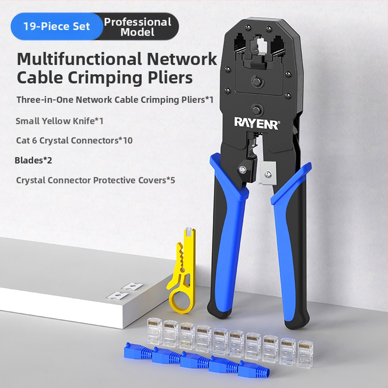 Krimpovacie kliešte na sieťové káble RJ45, Cat5–Cat8, profesionálnej úrovne, úsporný dizajn, materiál A3 oceľ, domáca testovacia súprava