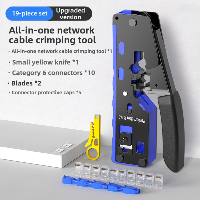 Krimpovacie kliešte na sieťové káble RJ45, Cat5–Cat8, profesionálnej úrovne, úsporný dizajn, materiál A3 oceľ, domáca testovacia súprava