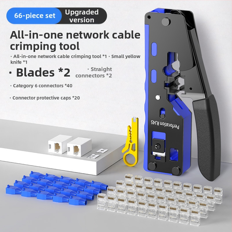 Krimpovacie kliešte na sieťové káble RJ45, Cat5–Cat8, profesionálnej úrovne, úsporný dizajn, materiál A3 oceľ, domáca testovacia súprava
