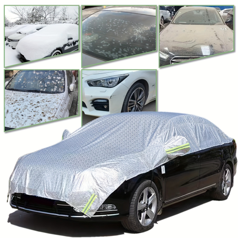 Polu zaštitna navlaka za auto s aluminijskom folijom, montaža kartom, pokriva prednje i stražnje dijelove, težina 1,3 kg