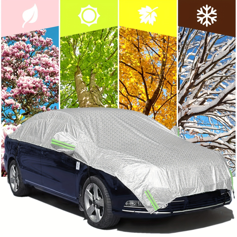 Polu zaštitna navlaka za auto s aluminijskom folijom, montaža kartom, pokriva prednje i stražnje dijelove, težina 1,3 kg