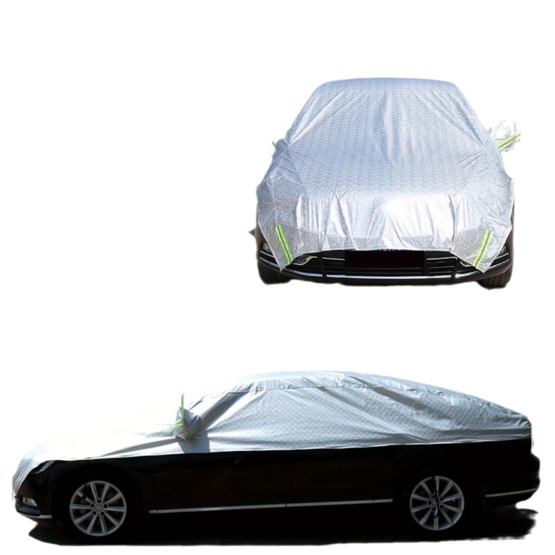 Polu zaštitna navlaka za auto s aluminijskom folijom, montaža kartom, pokriva prednje i stražnje dijelove, težina 1,3 kg