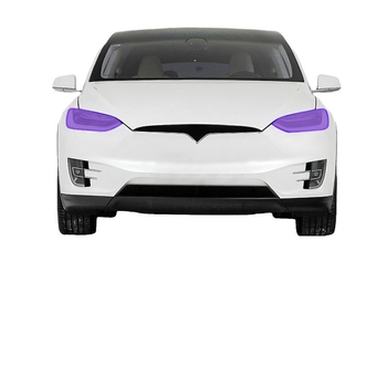 TPU film za farove Tesla Model X, promjena boje pod utjecajem svjetla, samoreparirajući, otporan na ogrebotine, prijelaz iz bijele u ljubičastu.