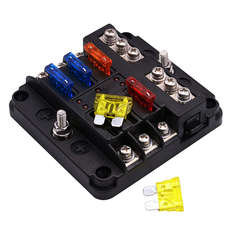 YOUWO 6-kanalna LED kutija osigurača, vodootporan marine panel osigurača za 12V/24V auta i brodova