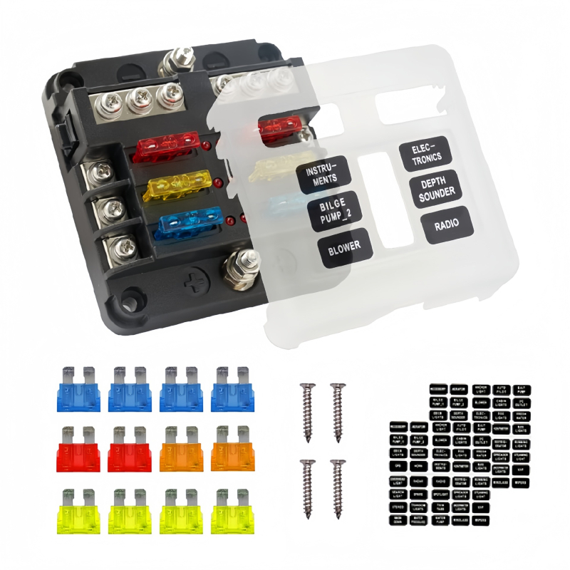 YOUWO 6-kanalna LED kutija osigurača, vodootporan marine panel osigurača za 12V/24V auta i brodova