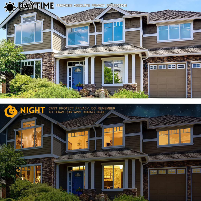 Jednosmjerni prozor folija od PET-a, samoljepljiva, set od 4 komada za dnevni boravak, spavaću sobu, ured