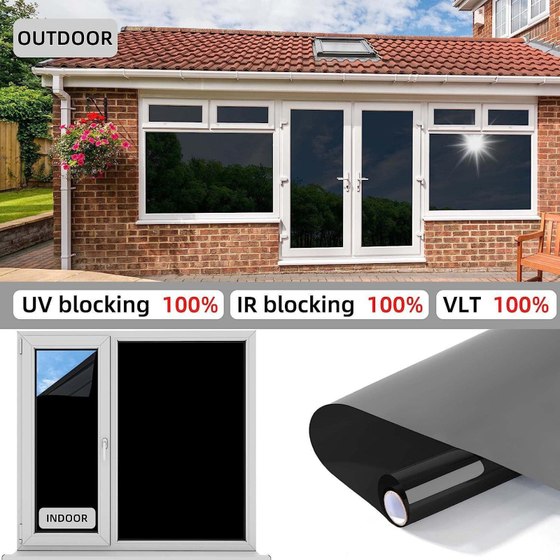 Jednosmjerni prozor folija od PET-a, samoljepljiva, set od 4 komada za dnevni boravak, spavaću sobu, ured