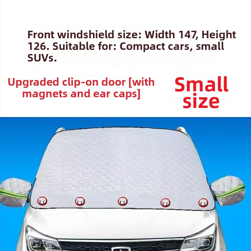 Automobilová ochrana proti snehu a slnku pre predné sklo, magnetické upevnenie, zosilnené polokrytovanie, bavlna‑vlna materiál, univerzálne použitie, bez prispôsobenia