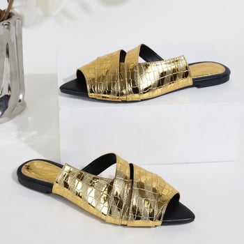 Sandale plate cu partea superioară PU, talpă TPR, deget deschis, încălțăminte de exterior, vară 2024