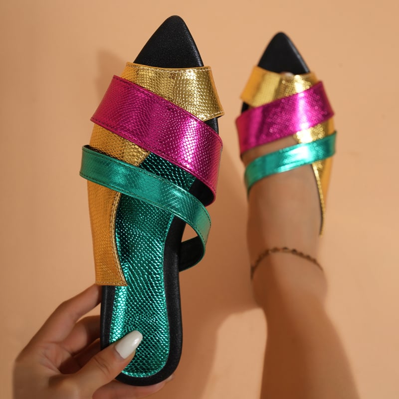 Sandale plate cu partea superioară PU, talpă TPR, deget deschis, încălțăminte de exterior, vară 2024