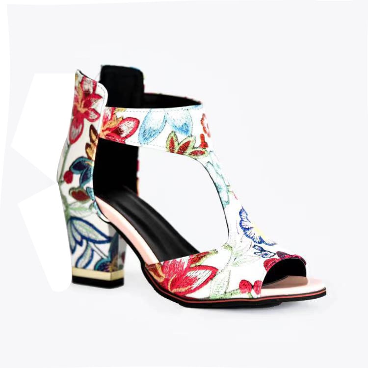 Ženske sandale s visokim petom, prst u obliku ribljeg otvora, PU gornji dio, gumeni potplat, unutarnja lažna koža, stražnji zatvarač