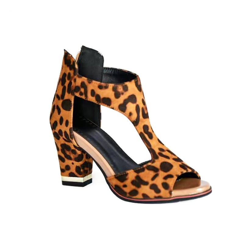 Ženske sandale s visokim petom, prst u obliku ribljeg otvora, PU gornji dio, gumeni potplat, unutarnja lažna koža, stražnji zatvarač