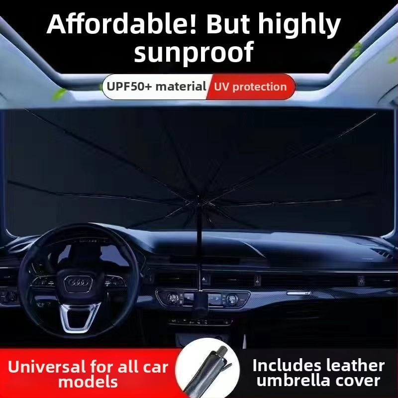 Sjenilo za prednje staklo automobila s teleskopskom instalacijom, univerzalni model, titanij tkanina