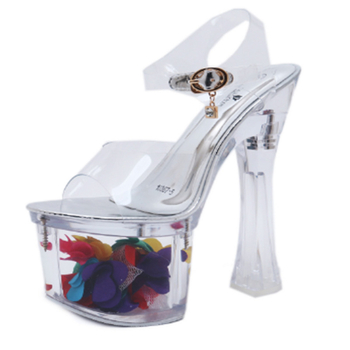 Visoke pete, rimski sandali, špička s oblikom ribljih usta, debeli blok pet, kopča