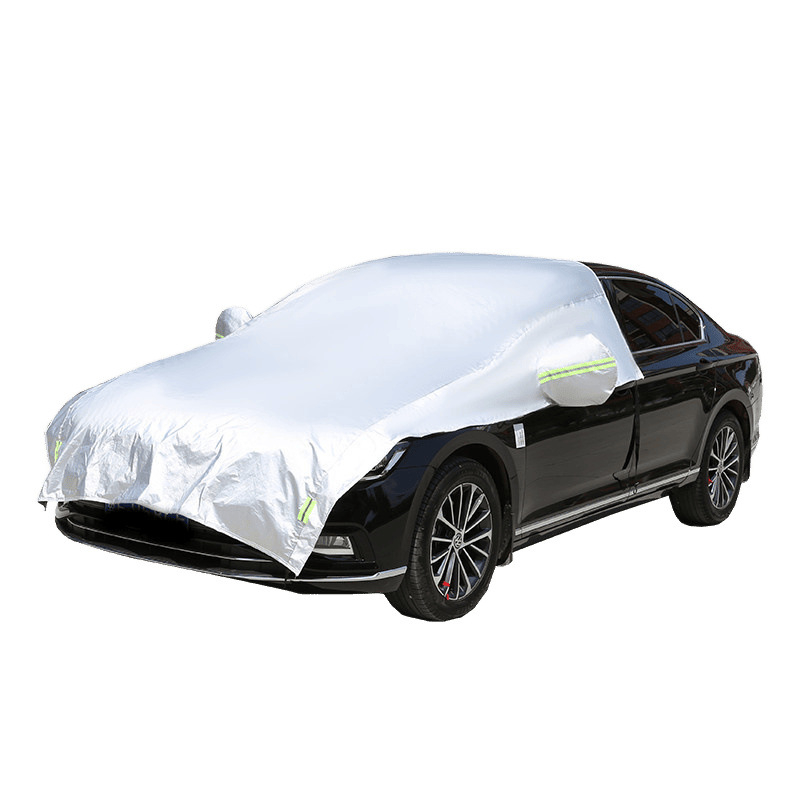 Polovični pokrov automobila za prednje staklo – aluminijska folija, zaštita od sunca, toplinska izolacija, zaštita od kiše, instalacija statičkom naljepnicom