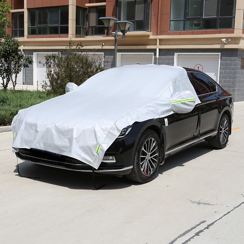 Polovični pokrov automobila za prednje staklo – aluminijska folija, zaštita od sunca, toplinska izolacija, zaštita od kiše, instalacija statičkom naljepnicom