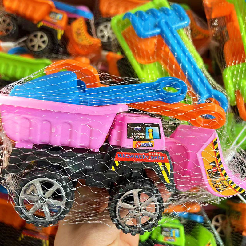 Plastični set dječjih aut na pijesak sa kanticom i lopaticom | Pijesak zabava, kopanje i transport | Pakiranje u mrežastoj vrećici | Za uzrast 7–14 godina