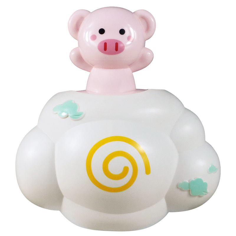 Играчка за баня: дъждовно облаче, малко патенце с яйце за люпене, воден пръскач — пластмасова, за деца 3–6 г