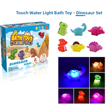 Dinosaurová kúpeľná hračka s dotykovým svetlom, vinylový materiál, pre deti 3–6 rokov