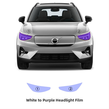 Prozirni TPU zaštitni film za svjetla Volvo XC40 uz kontrolu svjetla i promjenu boje: bijela–ljubičasta i bijela–crna